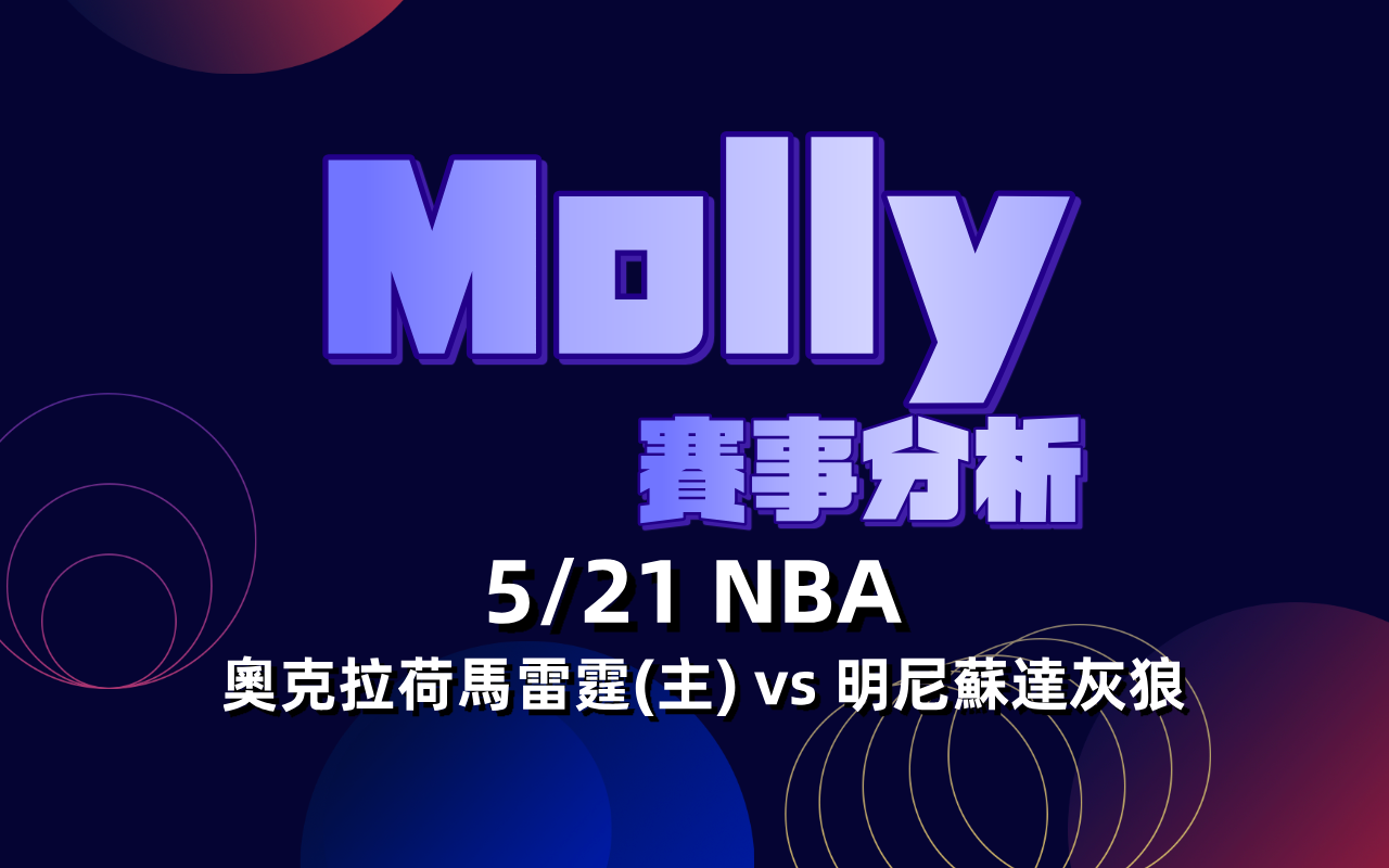 【NBA 賽事分析】Molly-NBA 戰績預測 5/21 奧克拉荷馬雷霆(主) vs 明尼蘇達灰狼